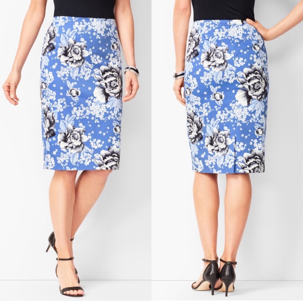 Talbots Blue Rose Pencil Skirt 4